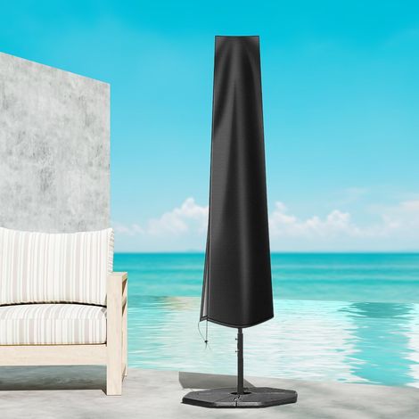 Housse de parasol imperméable en tissu Oxford avec fermeture éclair (190 x 30 x 50 cm) pour parasol de jardin de 2,5 m, 2,7 m ou 3 m (Noir) (1/4)