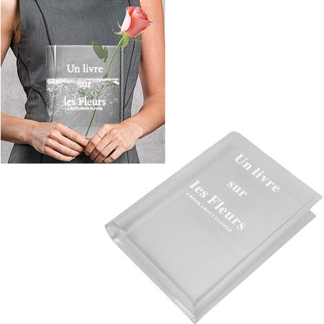Jarrón – Libro transparente – Modelo con letras blancas – Ref. CBWL – Acrílico transparente para arreglos florales y decoración moderna del hogar. (1/5)