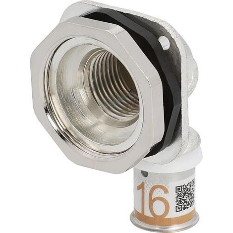 Coude de raccordement S-Sertir PLUS Uponor plat Ø16mm-DN15 (1/2") FF (1/2)