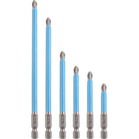 Ensemble de 6 embouts de tournevis magnétiques Phillips pour tournevis électrique (1/4)