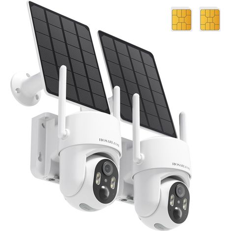 Camera Exterieur Sans fil 4G, Caméra de Surveillance Extérieur Sans fil, Camera Exterieur Solaire, Audio 2 Voies, 2K, Alarme de Détection de Mouvement, Vision Nocturne en Couleur, Paquet de 2 (1/5)