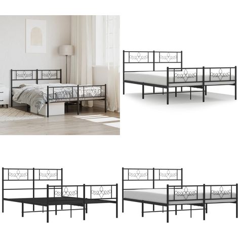 Metallbett ohne Matratze mit Fußteil Schwarz 160x200 cm - Metallbettgestell - Metallbett mit Fußteil (1/5)