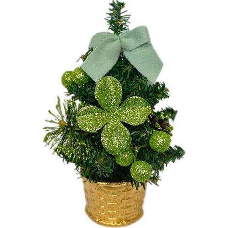 BelleRise - Sapin de Noël de table artificiel de 20 cm, mini sapin en fil de fer, décorations pour jardin ou bureau, mini sapin en plastique (1/5)