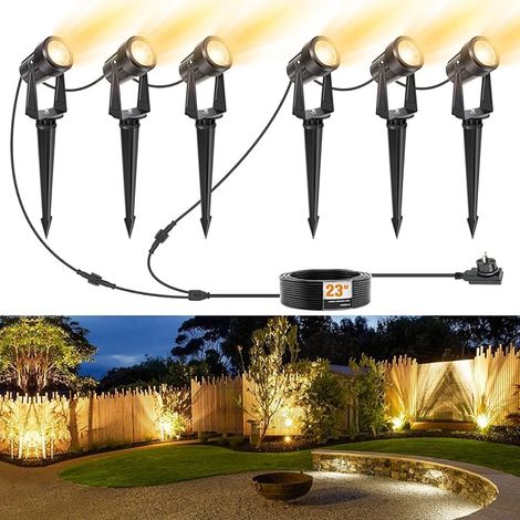 NOLUXA Spot LED Extérieur, Ensemble de 6 avec interrupteur Éclairage de Jardin Blanc Chaud 3000K, Étanche IP67, Lampe Avec Adaptateur (1/5)