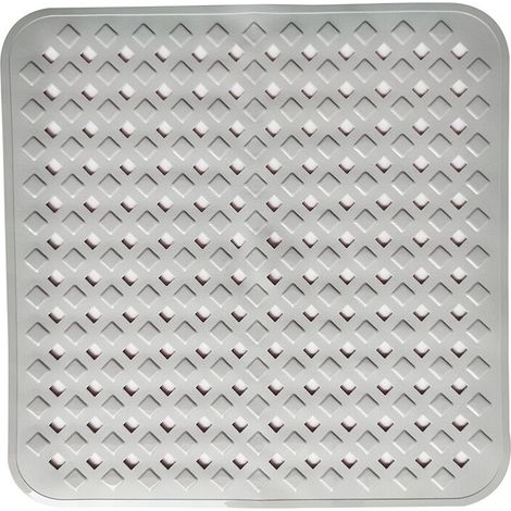 Dusch-Badewannenmatte, 53 x 53 cm, rutschfeste Badewannenmatte, quadratische rutschfeste Duschmatte mit Saugnäpfen, Anti-Rutsch-Matte, maschinenwaschbar, grau