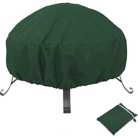 Housse ronde pour foyer extérieur, bâche imperméable et réutilisable avec cordon de serrage (122 x 46 cm, verte) (1/5)
