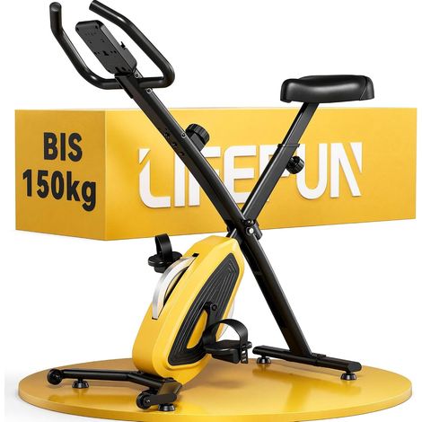 Vélo d'appartement Ergomètre Pliant,Silencieux,Selle Confortable Capacité 150 kg,Magnétique 16 Niveaux,Siège Rembourré Réglable,Sangle de Pied Réglable,D'intérieur,Appartement,Fitness Maison (1/5)