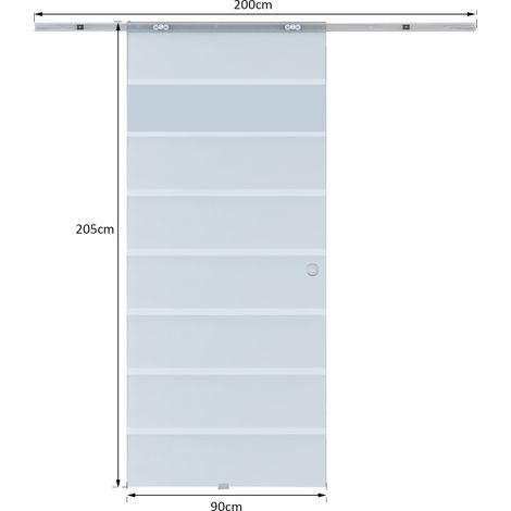 Porte coulissante en verre, porte coulissante, porte vitrée, porte intérieure, partiellement dépolie, 900 x 2050 mm (1/5)