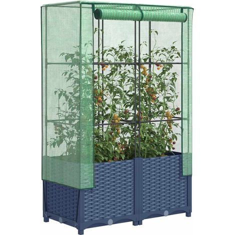 Hochbeet mit Gewächshaus-Aufsatz Rattan-Optik 80x40x138 cm