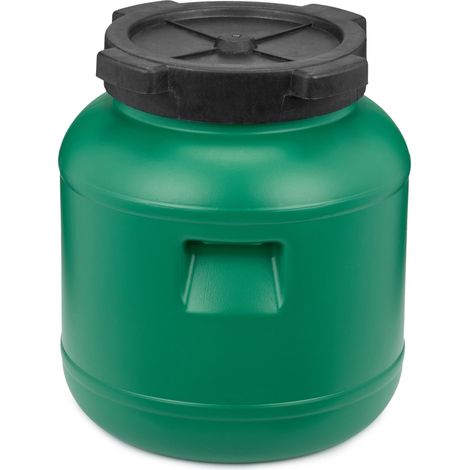 Garronda réservoir d'eau de 10 litres, Baril Alimentaire, fût à Large Ouverture en HDPE et sans BPA, tonneau de Jardin, bac à Aliments pour Animaux, conteneur d'eau, tonneau Universel GD-0078, Vert