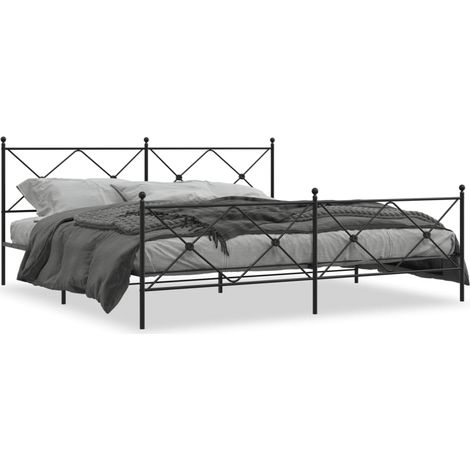 Maison Exclusive - Cadre de lit métal sans matelas avec pied de lit noir 193x203cm (1/5)