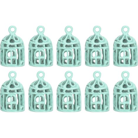 Cage à oiseaux miniature bleu en acier inoxydable, 10 pièces, 1/12 1/6, décoration de maison de poupée (1/5)