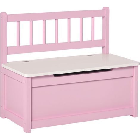 Coffre à jouet enfant banc de rangement enfant couvercle rabattable et charnières de sécurité 60 x 30 x 50 cm rose (1/5)