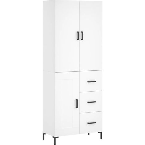 Aparador cajonera mueble almacenaje organizador cocina salón salón alto 695 x 34 x 180 cm madera de ingeniería blanco 020032585
