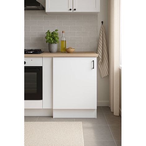 Dmora - Mueble 1 puerta Fombio, Armario vertical, Módulo de almacenamiento, Base de cocina compacta, 60x60 h90 cm, Blanco y Roble (1/5)