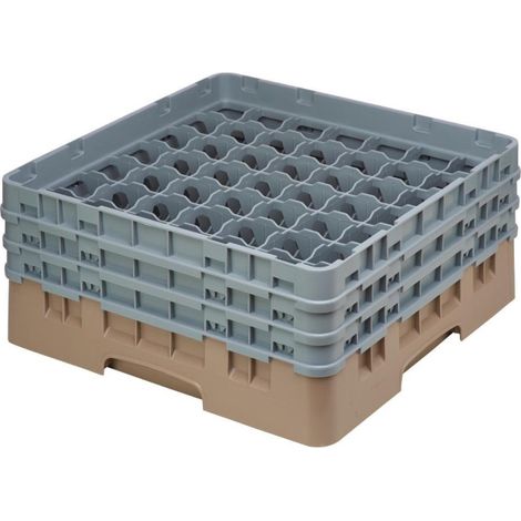 Casier à verres 49 compartiments Camrack beige hauteur max 174mm - 500 x 500 x 225 mm - CAMBRO