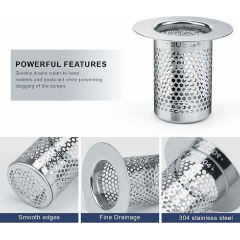 Filtre D'évier - Acier Inoxydable 304 - Diamètre 5,5 Cm - Pour Siphon Sol - Lot De 3 (1/4)