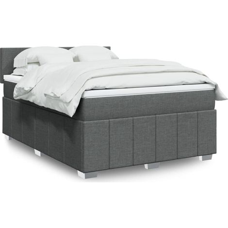 Boxspringbett mit Matratze Dunkelgrau 140x200 cm Stoff