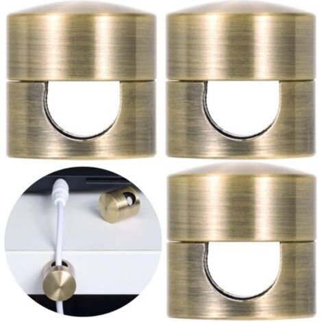 Lot de 3 supports de chargeur pour câbles, supports de câbles réglables couleur cuivre antique, clips adhésifs en métal, organiseurs de câbles pour bureau, table de chevet
