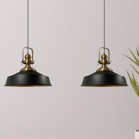 Industrielle Doppel-Pendelleuchte aus Handbemaltem Schwarze Metall – Vintage-Kronleuchter E27 Ø41 cm für Wohnzimmer, Schlafzimmer oder Esszimmer (1/4)