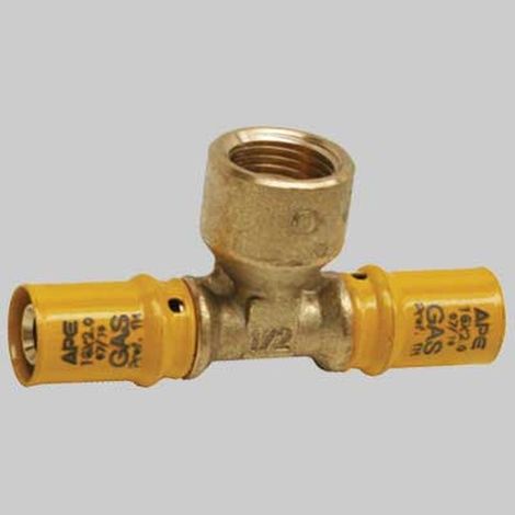 RACCORDO A PRESSARE A TEE FEMMINA PER GAS - 20 x 1/2 x 20