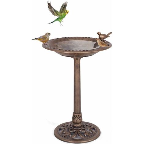 Mangeoire a Oiseaux sur Pied pour Attire Plus d'oiseaux Bain d'oiseaux avec Une Plateau de Diametre 43cm, Hauteur 60CM, Design Antique (Bronze) (1/5)