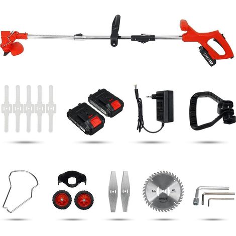 Tondeuse à Gazon électrique Pliante 21V 1800W Tondeuse à Gazon Potable sans Fil Outils de Coupe d'élagage de Jardin avec Batterie 2PC amp Roues (Color : Red 2Battery, Size : R) (1/5)