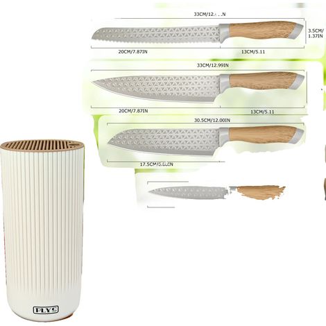 Juego de cuchillos de cocina, acero inoxidable, diseño ecológico, 7 piezas (1/2)