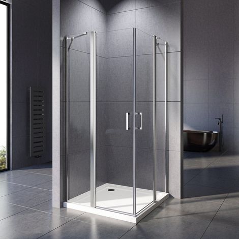 Duschkabine 100x75 cm Pendeltür Eckeinstieg Duschabtrennung Schwingtür mit Fester Segment Eckdusche Pendeltür Dusche, 6mm Nano Glas Duschwand Höhe 185cm