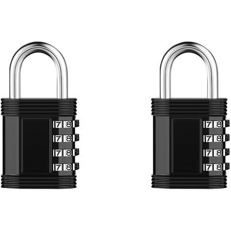 [2 Pièces] 4-Digit Cadenas à Combinaison, Serrure Combinée Imperméabiliser, Métal étanche et Fermoir Combiné en Acier Plaqué (taille à 4 chiffres, grande 606 noire) (1/5)