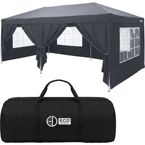 ECD Germany Carpa Plegable 3x6 m, Impermeable y Resistente, Pergola de Jardín, Cenador con 6 Paredes Laterales, Gazebo Regulable en Altura, Protección UV 50+, Pabellón Antracita para Fiestas (1/5)