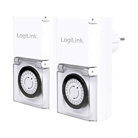 Timer analogico 24 ore IP44, timer esterno 16 A, interruttore, 2 pezzi (1/4)