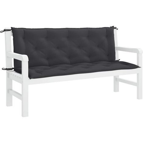 Coussin de banc de jardin noir 150x(50+50)x7 cm tissu oxford (1/5)