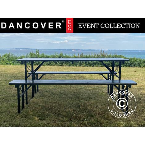 Beer Table Set PRO 180x60x78 cm, Black - Dancover (1/2)