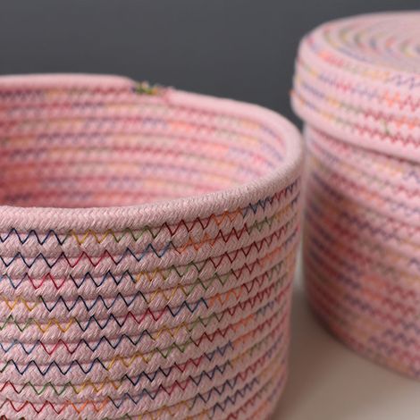 Panier de rangement en coton doux, joli panier décoratif multifonction pour chambre, bureau ou salon (1/5)