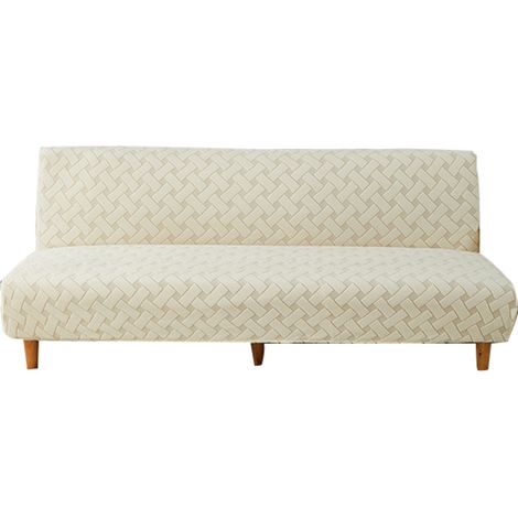 Housse Canapé Clic Clac - Jacquard Extensible Imperméable - Sans Accoudoirs - Beige - Taille Unique