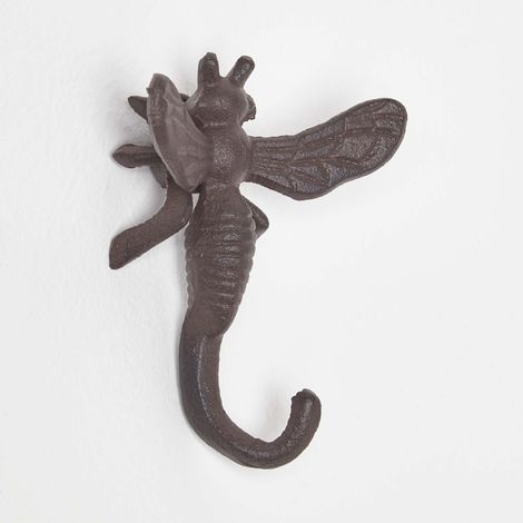 HOMESCAPES Vintage-Style Gusseisen Mantelhaken Biene