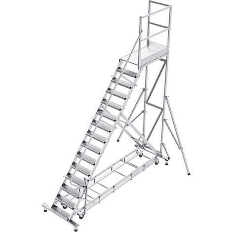 Piattaforma con ruote 14 gradini - Altezza massima di lavoro 4.80m - PTF114D-KRE