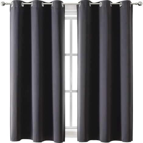 Tende oscuranti per camera da letto e soggiorno – Set di 2 pannelli, tende isolanti termiche oscuranti (grigio scuro, 107 x 160 cm)