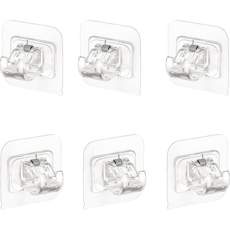 6 Pièces Support Transparent Auto-adhésif pour Tringles à Rideaux, Supports de Tringle Auto-Adhésifs, Forte Adhérence, ne se Décolle Pas, pour Tringle à Rideaux pour Serviettes Rideaux