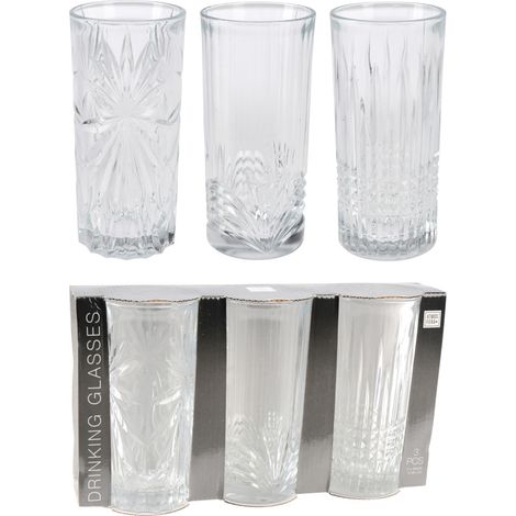 LOTE 3 VASOS LABRADOS ALTOS 380 ML