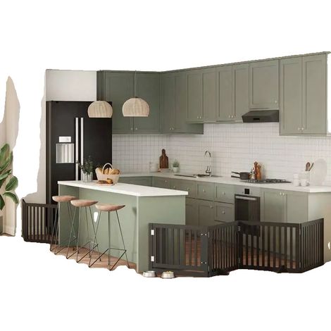 Puerta para perros, diseño plegable, para uso en interiores, color negro. (1/2)