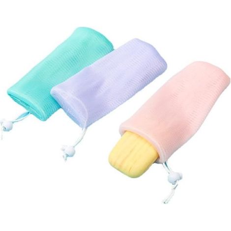 Red de jabón extragruesa para hacer espuma con jabón facial, bolsa colgante para jabón artesanal, gel de ducha y accesorios de baño (3 piezas) (1/4)