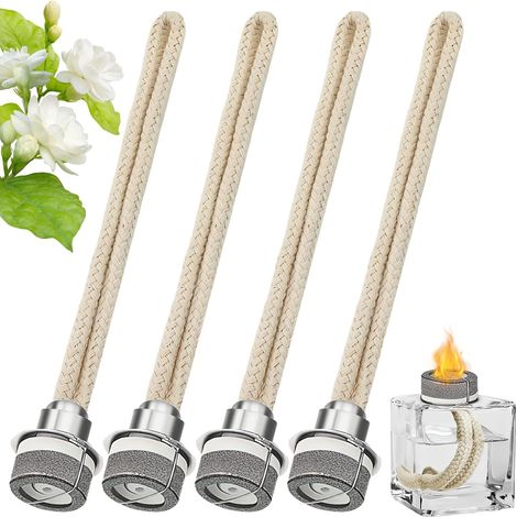 Lot de 4 mèches de rechange pour lampe à huile avec brûleur catalytique, pour améliorer l'air ambiant, décoration de la maison, 18 cm (argenté)