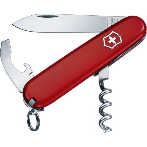 Victorinox Waiter Swiss Army 84mm Red Multi-Tool with Corkscrew and Bottle Opener (Blister Pack)