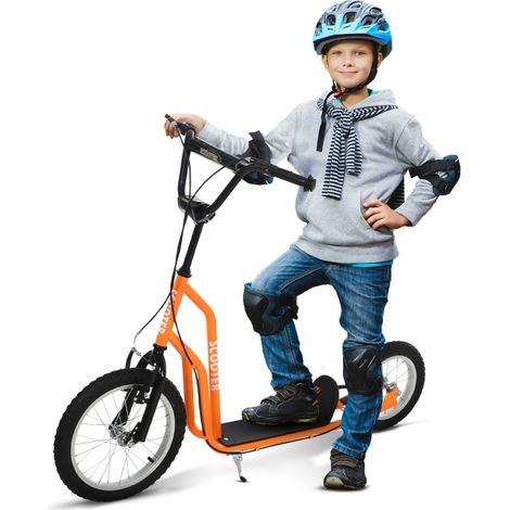 Trottinette enfant orange dès 5 ans, 94 cm, pour chambre enfant, cadre robuste, pneus pneumatiques 16 / 12 pouces