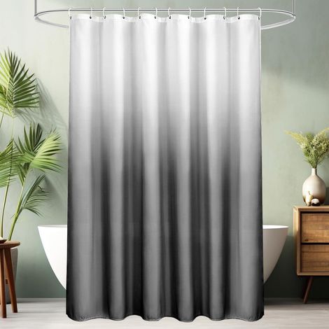 Duschvorhang Textil Grau 180X180cm Wasserdicht Waschbar mit 12 Ringen (1/5)