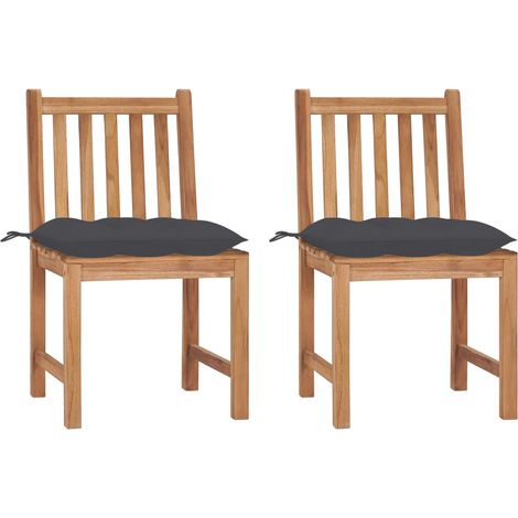 Lot de 2 Chaises de jardin Fauteuils de Jardin avec coussins Bois de teck massif 49947 (1/5)