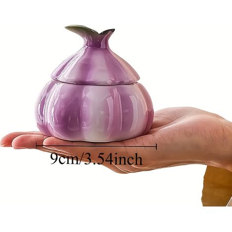 Une collection de pots en céramique pour l'ail violet, pour décoration intérieure, servant à la fois de sculptures et d'organiseurs, violet (1/5)