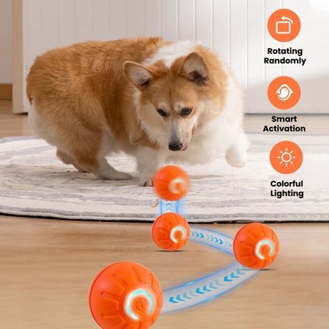 Balle Interactive Automatique Pour Chiens Jouet Intelligent Rechargeable USB Durable Chiots Petits Et Moyens